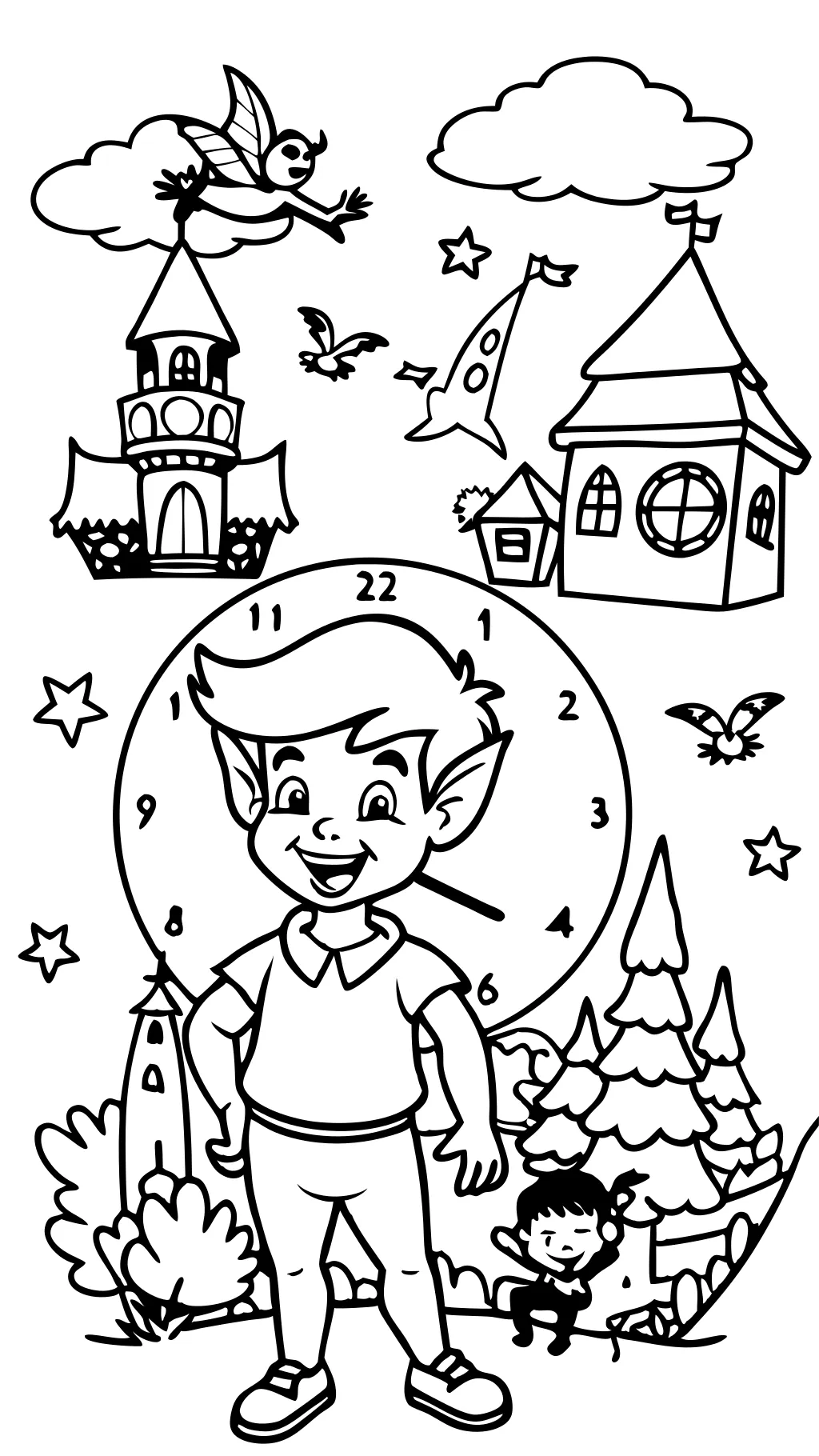 página para colorear de Peter Pan